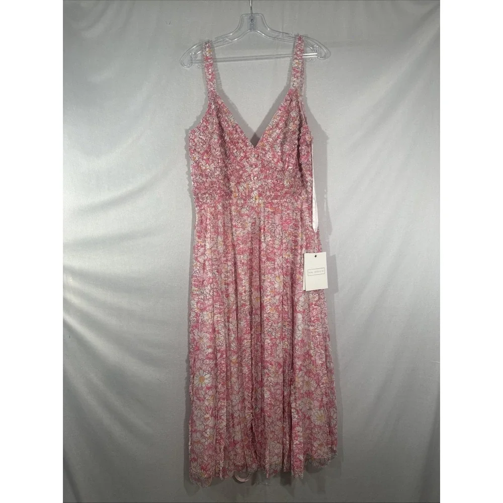 NWT Mac Duggal [ 12 ] 8012 Floral V-Neck Floral A line Midi Dress In Pink #S1938 - Picture 10 of 16